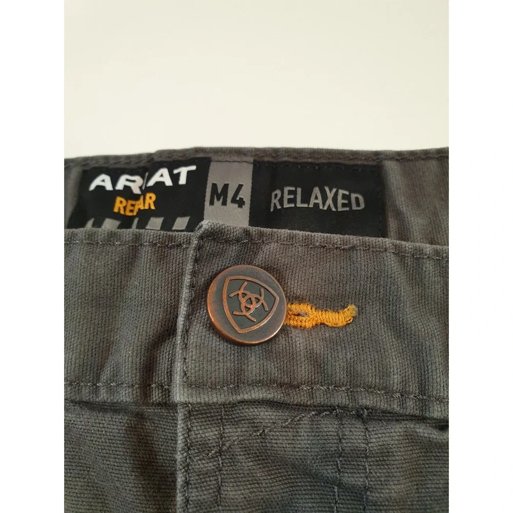 Ariat Rebar Cargo Shorts Mens 42 Gray M4 Relaxed Utility Workwear Cotton Blend - Picture 3 of 16